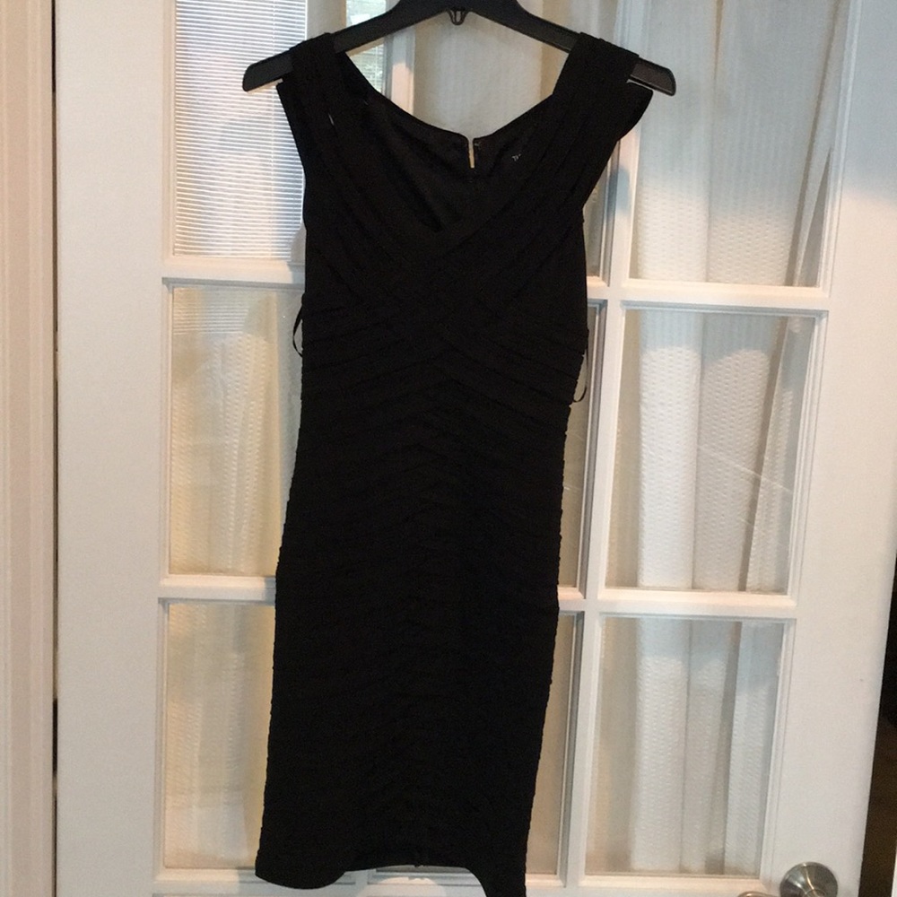 Black fitted ribbed dress